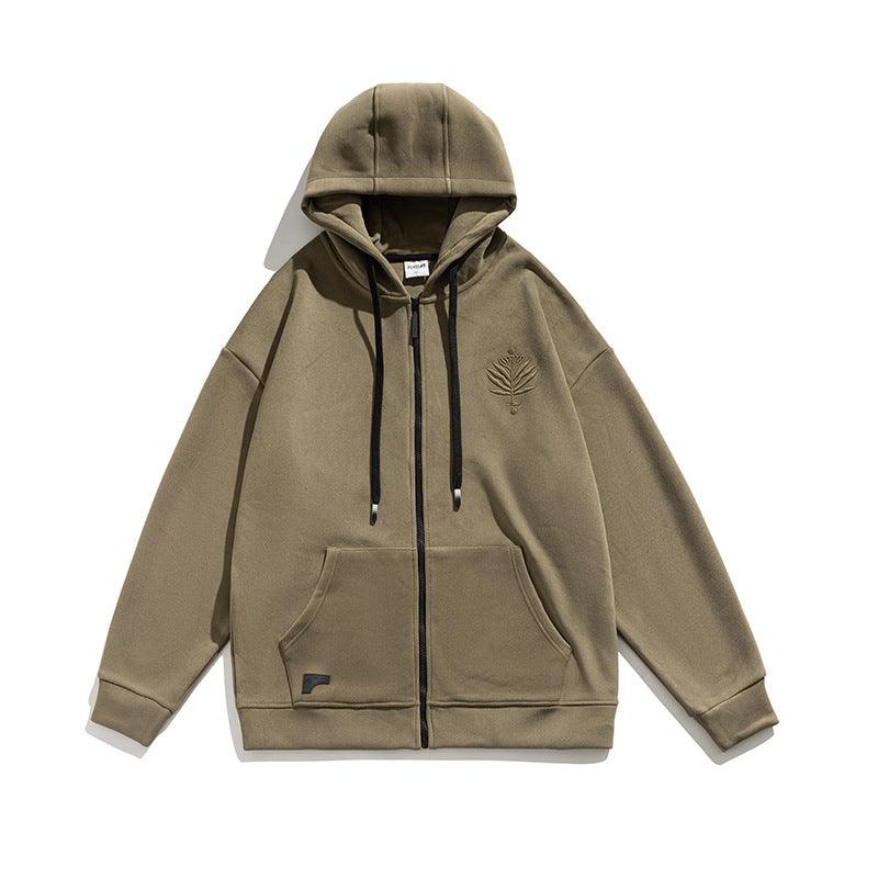 Embroidered Loose Sports Zipper Jacket - WOMONA.COM