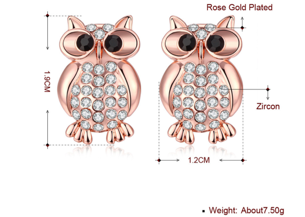 Fashion owl stud earrings - WOMONA.COM