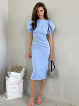 Women's Fashion Casual Temperament High Waist Sheath Dress - WOMONA.COM