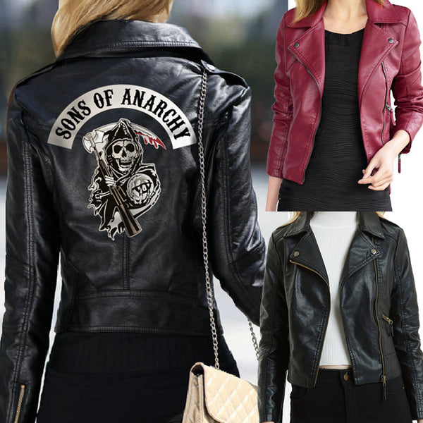 Ladies PU Washed Leather Jacket - WOMONA.COM