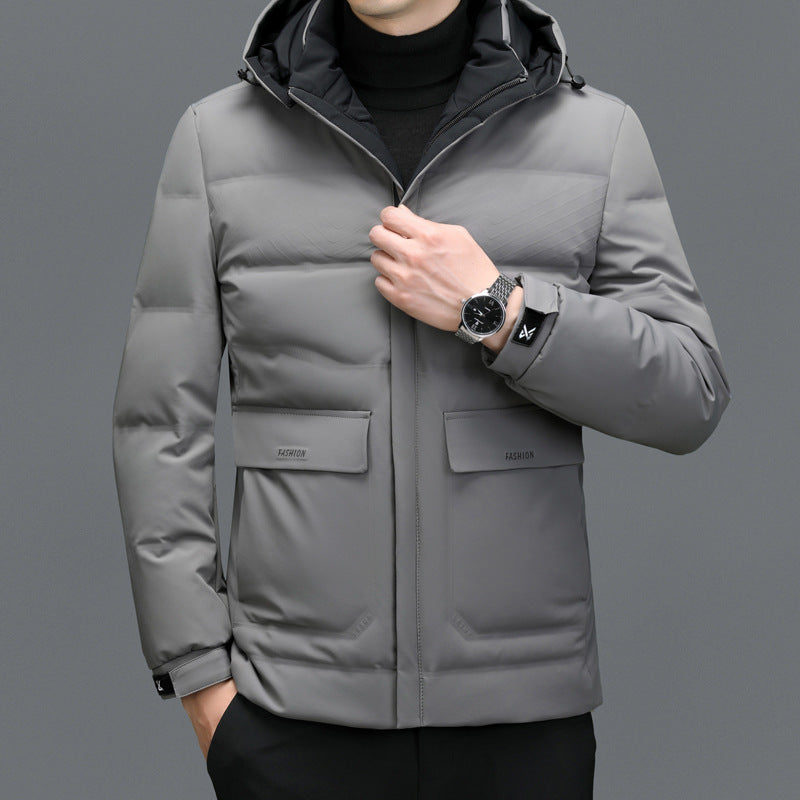 Thick Down Jacket Men's Short Detachable Hat Warm - WOMONA.COM