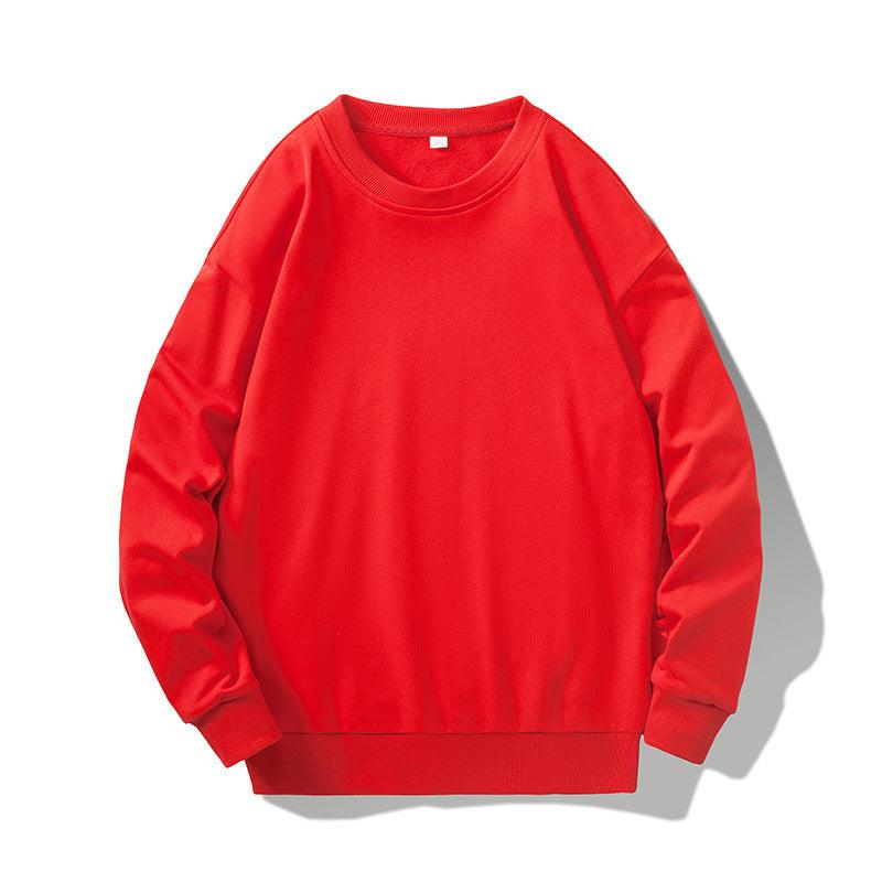 Large Solid Color Loose Shoulder Terry Round Neck Sweater - WOMONA.COM