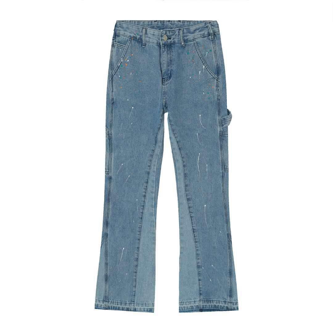 Basic Slightly Flared Split Jeans - WOMONA.COM