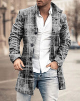 New Men's Woolen Stand Collar Medium Long Pocket Casual Coat - WOMONA.COM