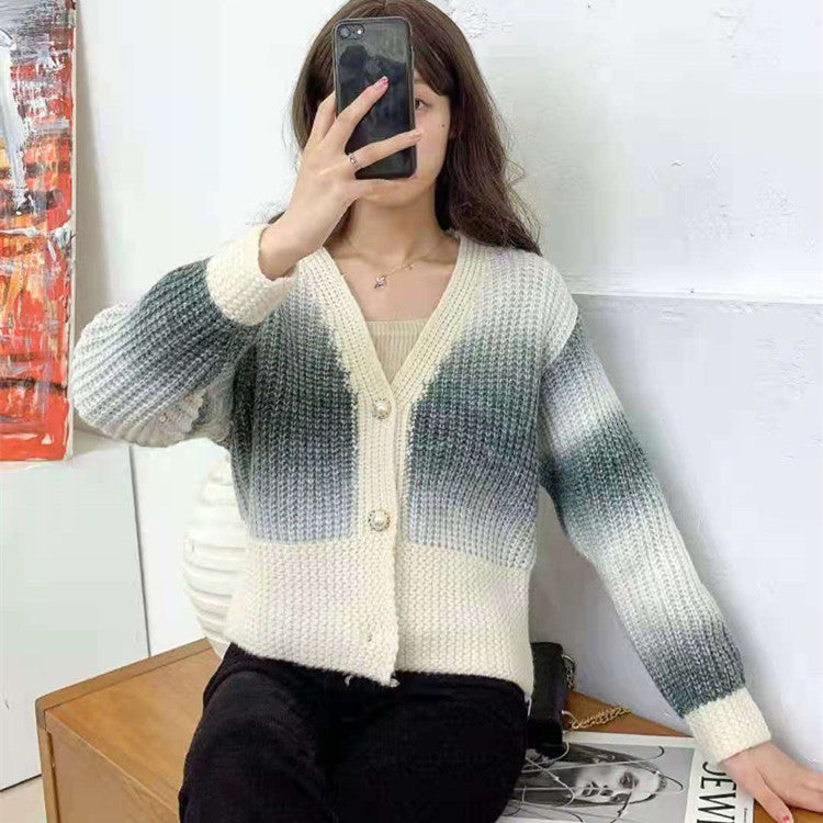 Thin Sweaters Short Slim Hanging And Dyeing - WOMONA.COM