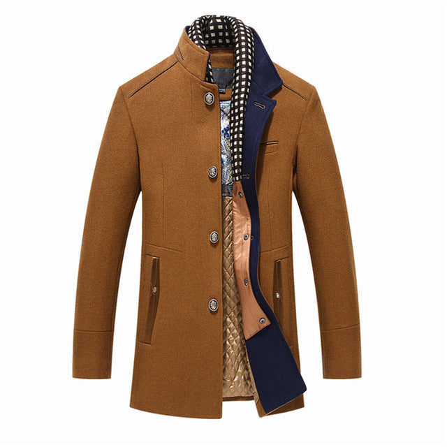 Men's khaki wool-blend overcoat