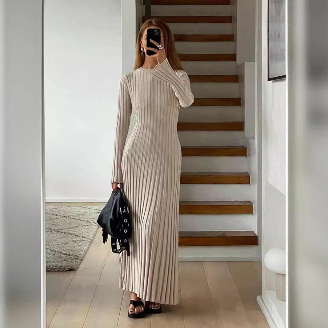 New Round Neck A- Line French Dress - WOMONA.COM
