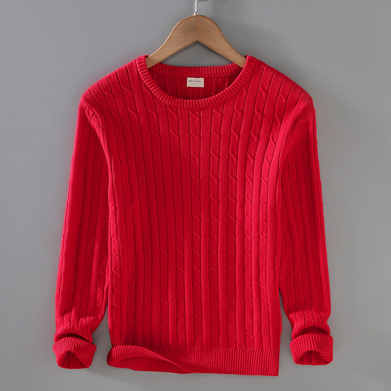 Thick Needle Solid Color Knitwear Sweater Twist Slim Fit