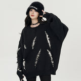 Fashion Damage Cat Beard Round Neck Sweater Men - WOMONA.COM