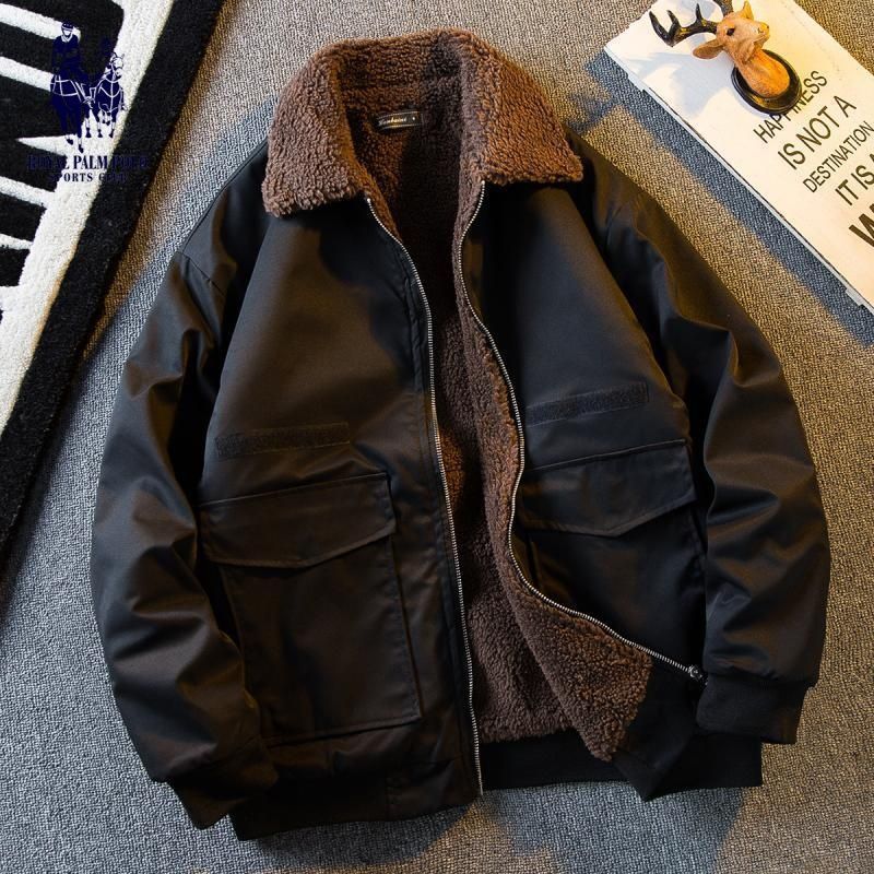 Fleece-lined Padded Lapel Jacket - WOMONA.COM