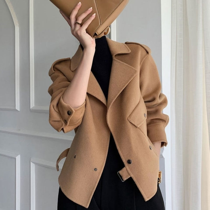 Korean Style Double-faced Woolen Goods Cashmere Coat - WOMONA.COM