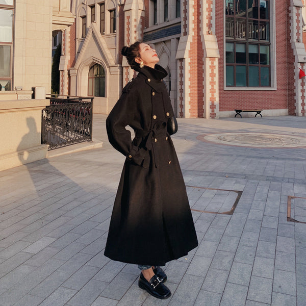 The Knee Minimalist Hepburn Style Woolen Coat