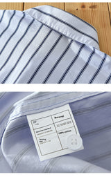 Square Collar Striped Casual Shirt - WOMONA.COM