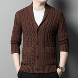 Knitted Cardigan Men's Thickened Jacquard Single-breasted