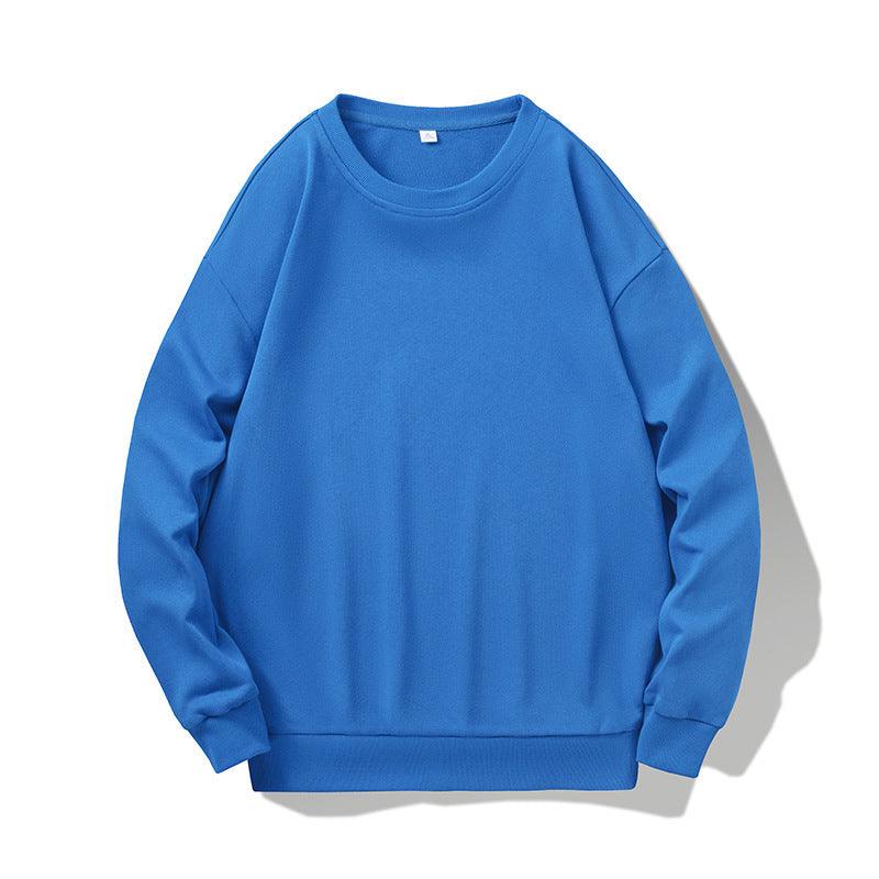 Large Solid Color Loose Shoulder Terry Round Neck Sweater - WOMONA.COM