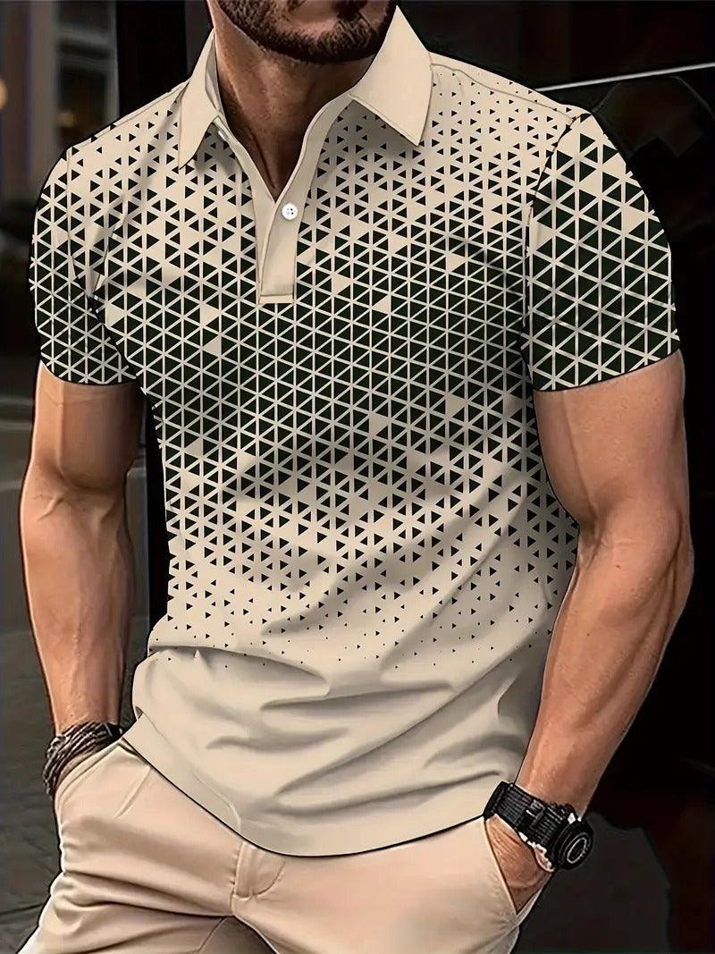 Camisa polo de manga corta con solapa y botones para hombre