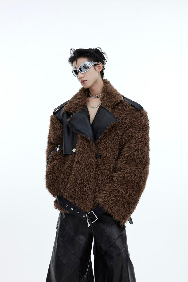 Heavyweight Deconstructed Plush Fur Cotton Jacket - WOMONA.COM