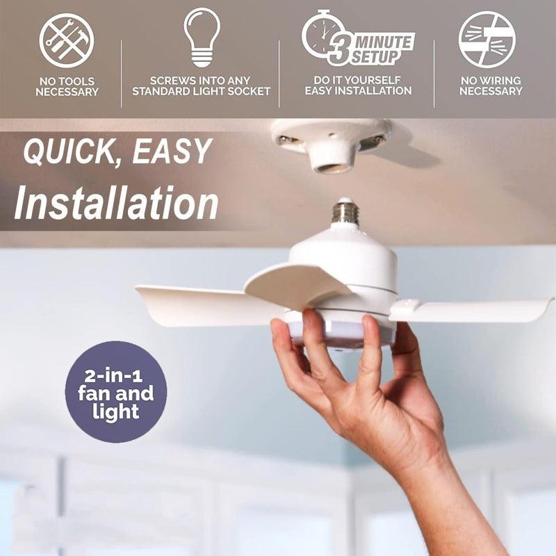 White ceiling fan light with integrated LED and three blades, 2-in-1 design