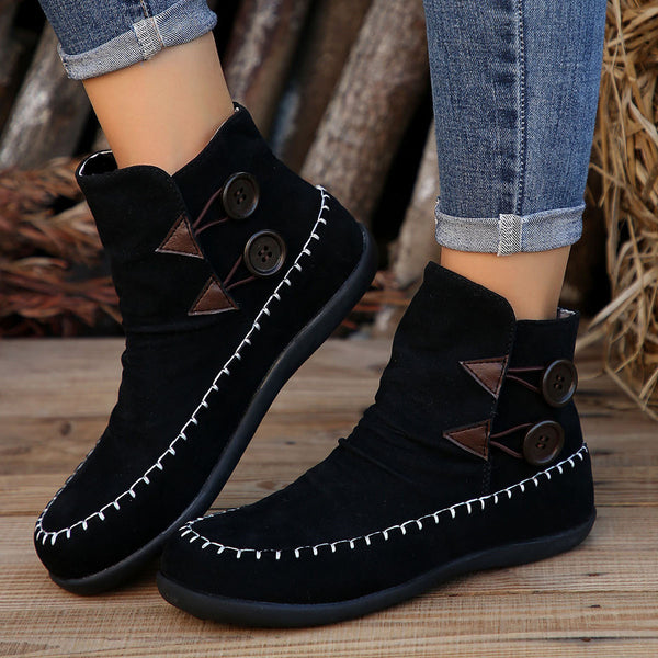 Button Design Ankle Boots For Women Autumn And Winter - WOMONA.COM