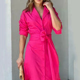 All-match Waist-tight Cardigan Long Dress - WOMONA.COM