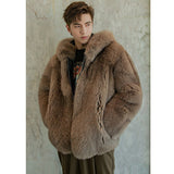 Men's Trendy Faux Fox Fur Coat - WOMONA.COM