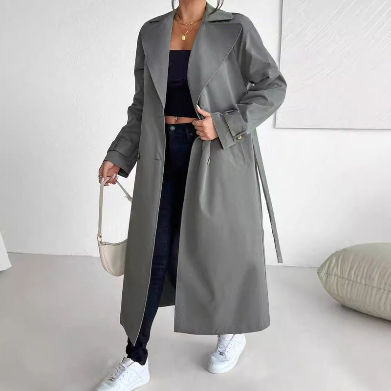 Long Premium Solid Color Double Breasted Coat