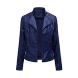 Slim Fit Thin Leather Coat Women's - WOMONA.COM