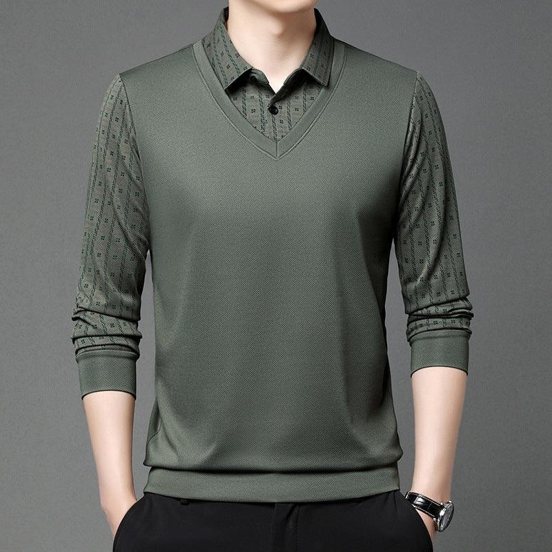 Men's False Two Pieces Knitwear Bottoming Sweater - WOMONA.COM