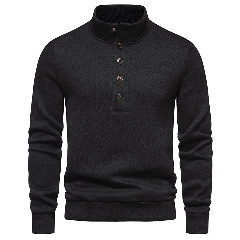 Men's Turtleneck Buttons Pullover Casual Loose - WOMONA.COM