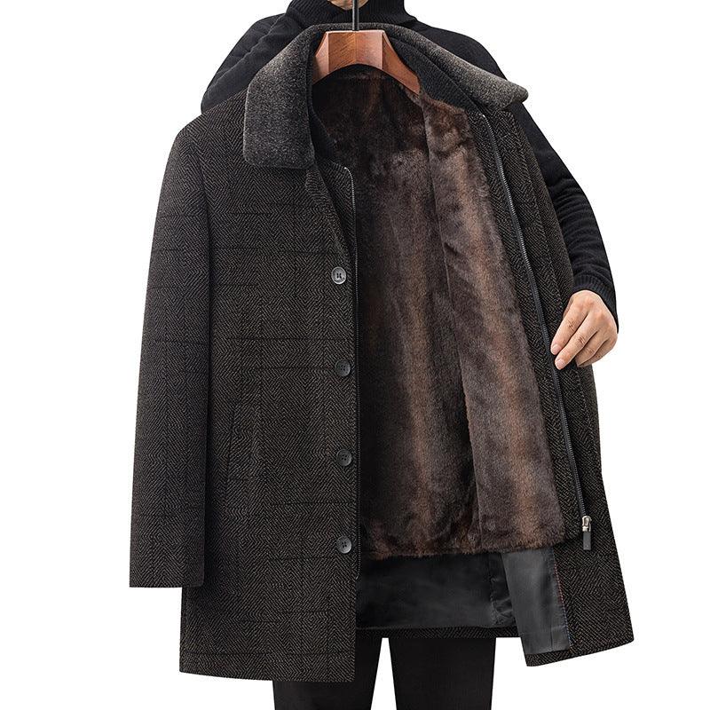 Fleece-lined Thickened Detachable Two-piece Coat - WOMONA.COM