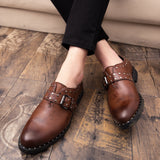 Spring Rivet Fashion Retro Dress Men's Leather Shoes British Style - WOMONA.COM