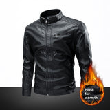 Stitching Motorcycle Retro Fashion Leather Jacket Coat - WOMONA.COM