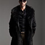 Men's Suit Collar Imitation Fur Coat - WOMONA.COM