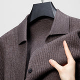 Pure Color Knitted Cardigan For Young Men - WOMONA.COM