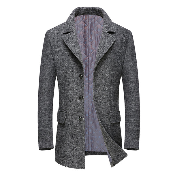 Winter Thick Men Wool Jackets Scarf Detachable Collar Fit Men - WOMONA.COM