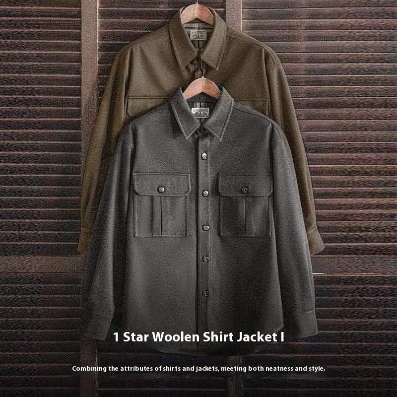 Men's Textured Double-Pocket Overshirt Jacket - product view 1