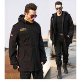 Men's Military Fan Trench Hooded Stand Collar Cotton Coat