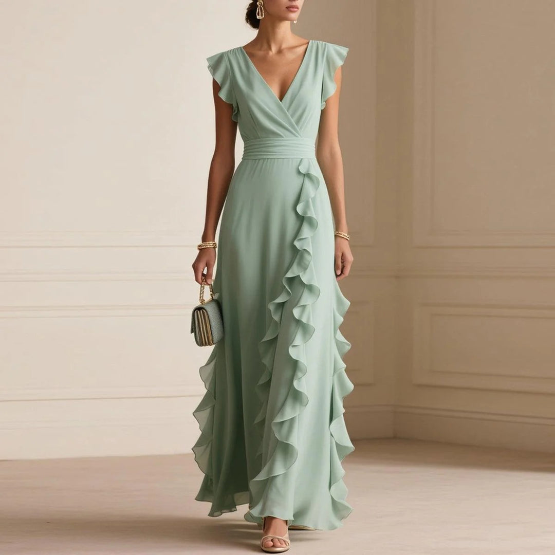 Women's V-neck ruffle maxi dress – product image 1