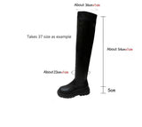 Thick Sole Knee High Boots For Women Chunky Heel Black Long Boots - WOMONA.COM