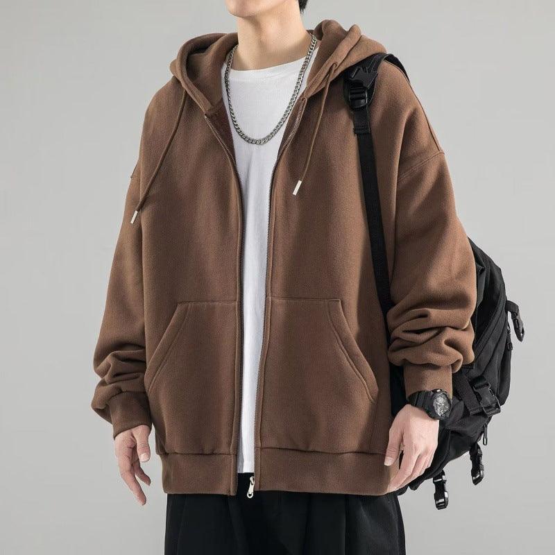 Men's Fashionable Loose All-match Zipper Cardigan Sweater Coat - WOMONA.COM
