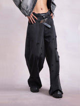 Irregular Design Broken Wide-leg Pants - WOMONA.COM