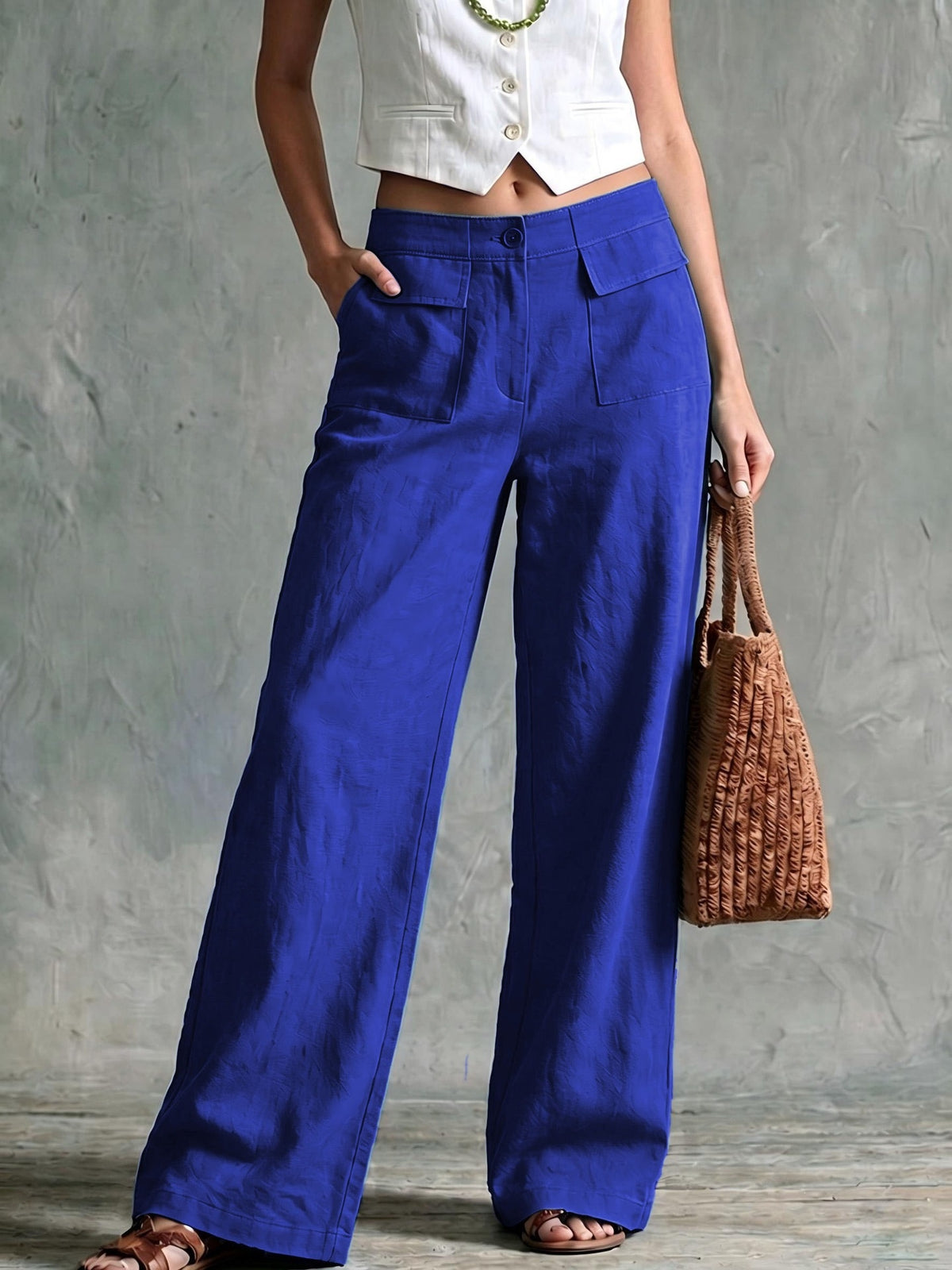 Women's high-waist relaxed wide-leg pants
