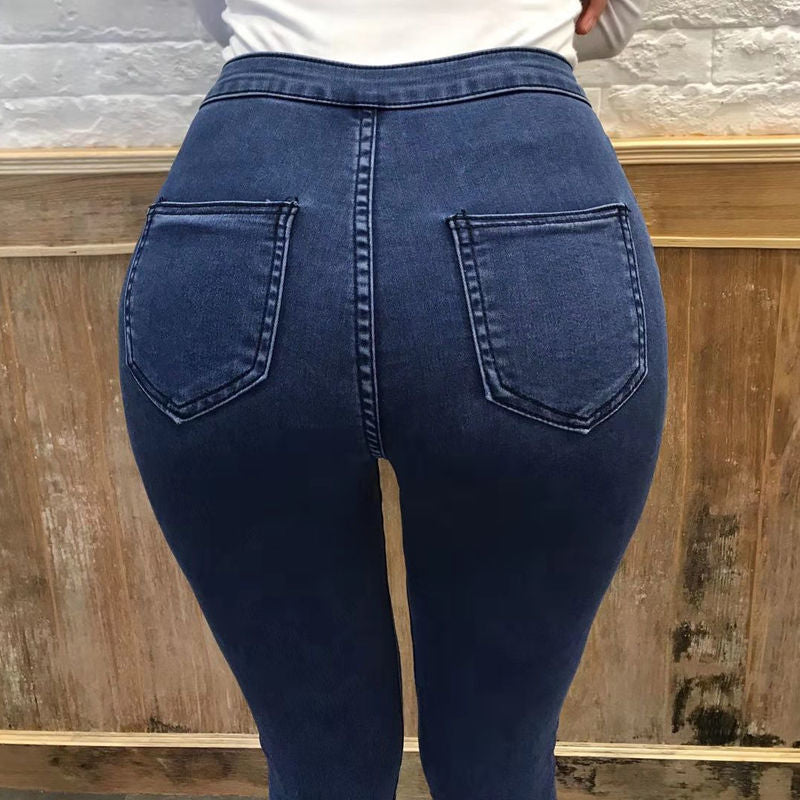 Skinny High Waist Woman Denim Pencil Pants - WOMONA.COM