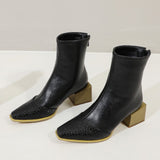 Pointed Thick Heel Zipper Martin Boots - WOMONA.COM