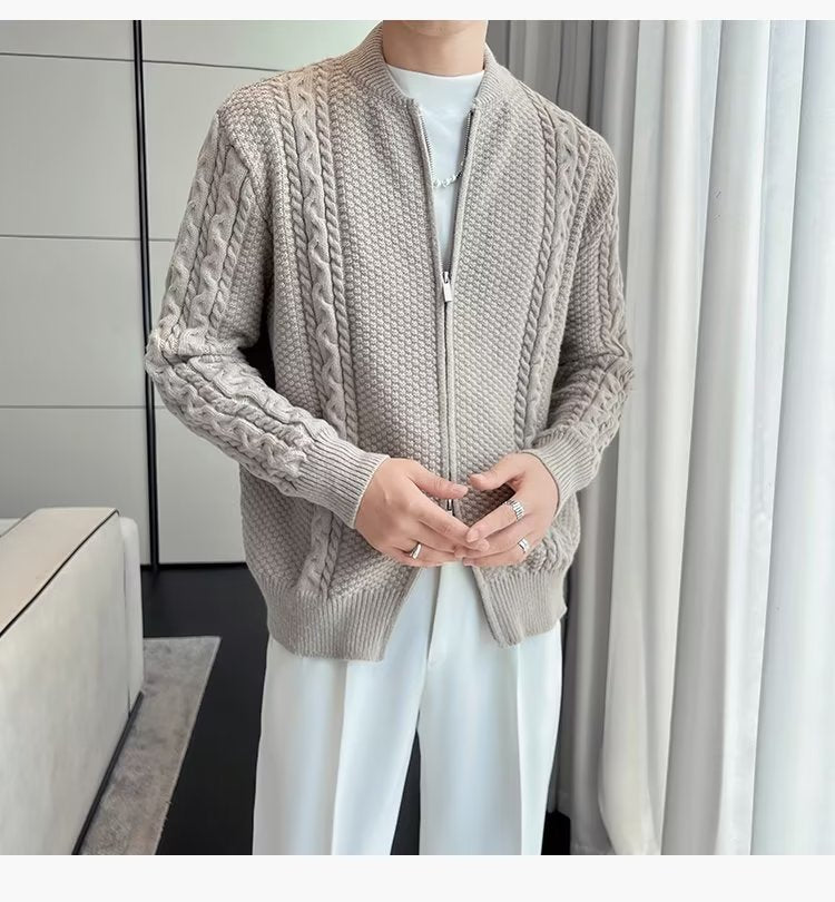 Design Sense Niche Zipper Knitted Cardigan For Men - WOMONA.COM