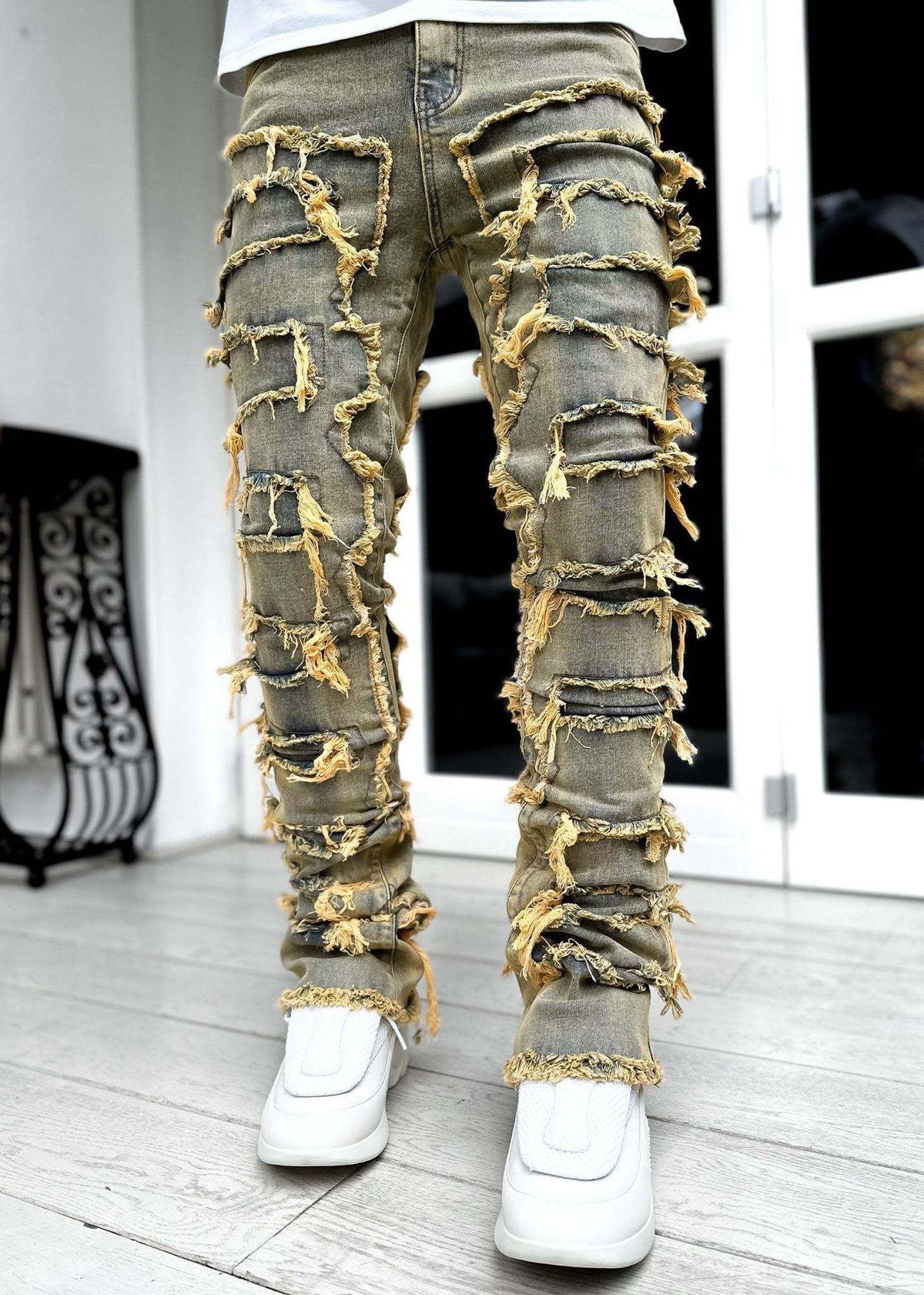 Men Trousers Individual Patched Pants - WOMONA.COM