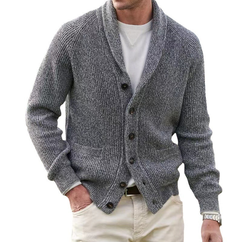 Verdickender Cardigan-Mantel mit Revers und mehreren Knöpfen für Herren