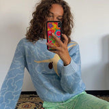 Wave Paisley Print Oversized Sweaters - WOMONA.COM