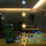 Christmas 3pcs LED Light Star Xmas Tree Hanging Sucker Lamp