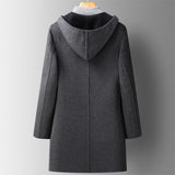 Fall Winter Hooded Double-sided Wear Wool Overcoat Men's